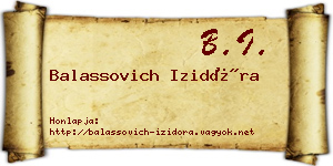 Balassovich Izidóra névjegykártya